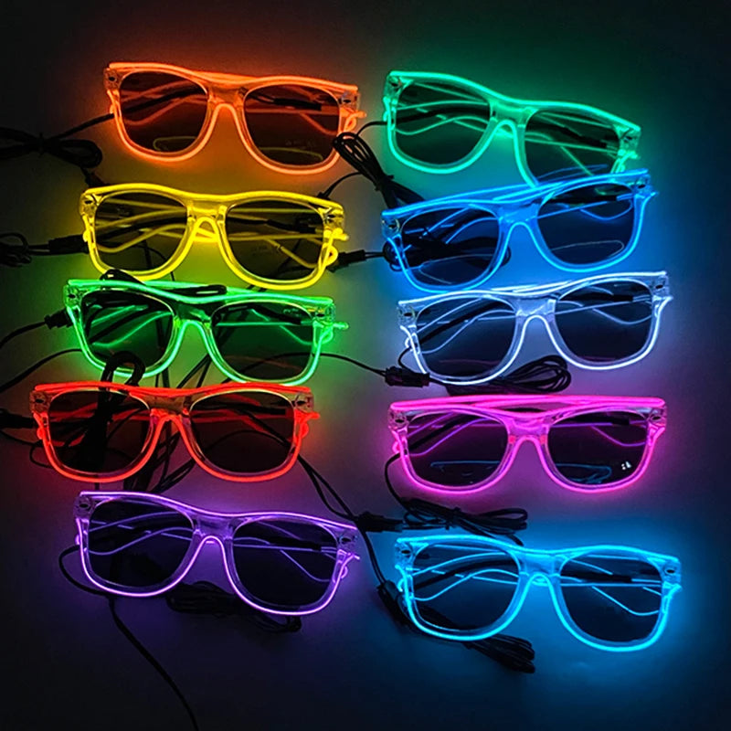 Novelty Fluorescent Luminous Glasses LED Light Up Rave Glasses Concert Supplies Neon Glowing Disco Glasses Props