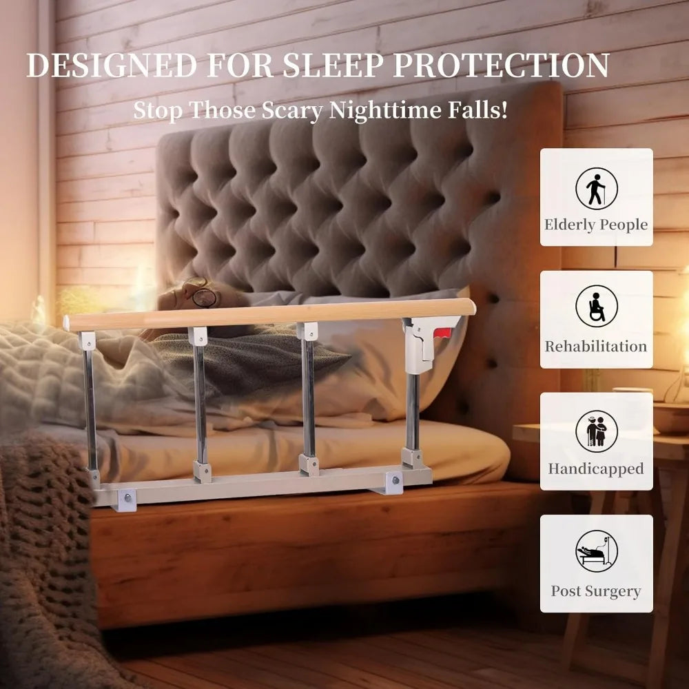 Bed Rails for Elderly Adults，Folding Bedside Assist Rail Handle, Adjustable Bed Assist Handle for Preventing Falling Out of Bed