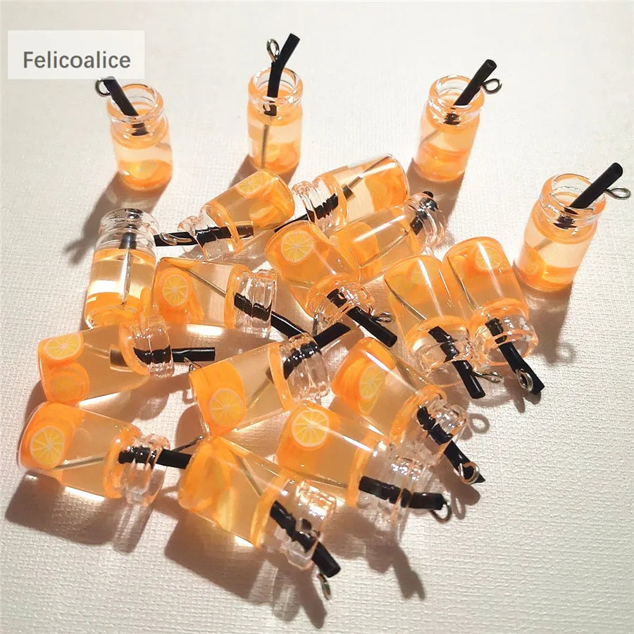 8pcs Dollhouse Miniature Food Mini Resin Fruit Bottle Simulation Drinks Model Toys Fruit Drink Play Dollhouse Dolls Accessories