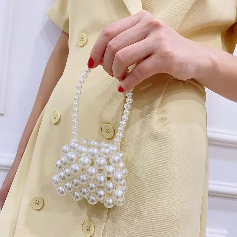 Fashion Handmade Pearl Coin Purse Children Crossbody Bag Girls Summer Party Shoulder Bags Kids Sweet Korean Mini Wallet Handbags