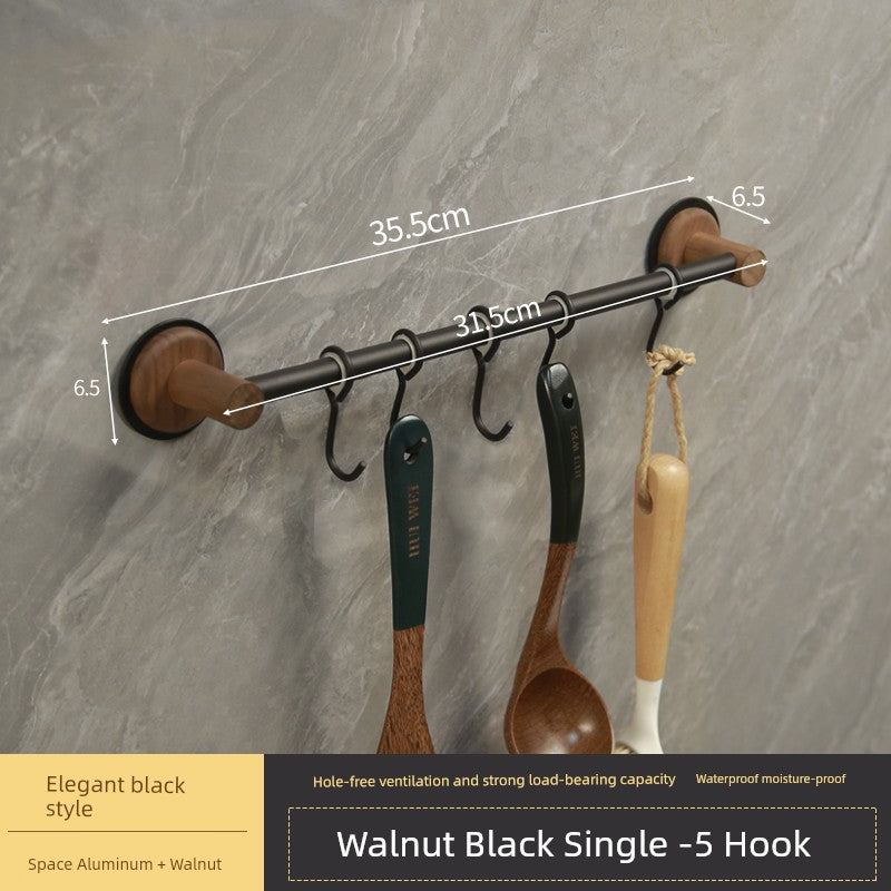 Punch-Free Kitchen Washstand Wall-Mounted Solid Wood Storage Rack