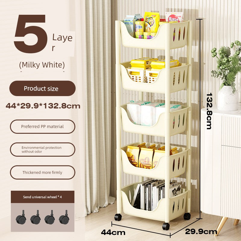 Multi-Layer Fruit and Vegetable Living Room and Bathroom Bookshelf Mobile Trolley