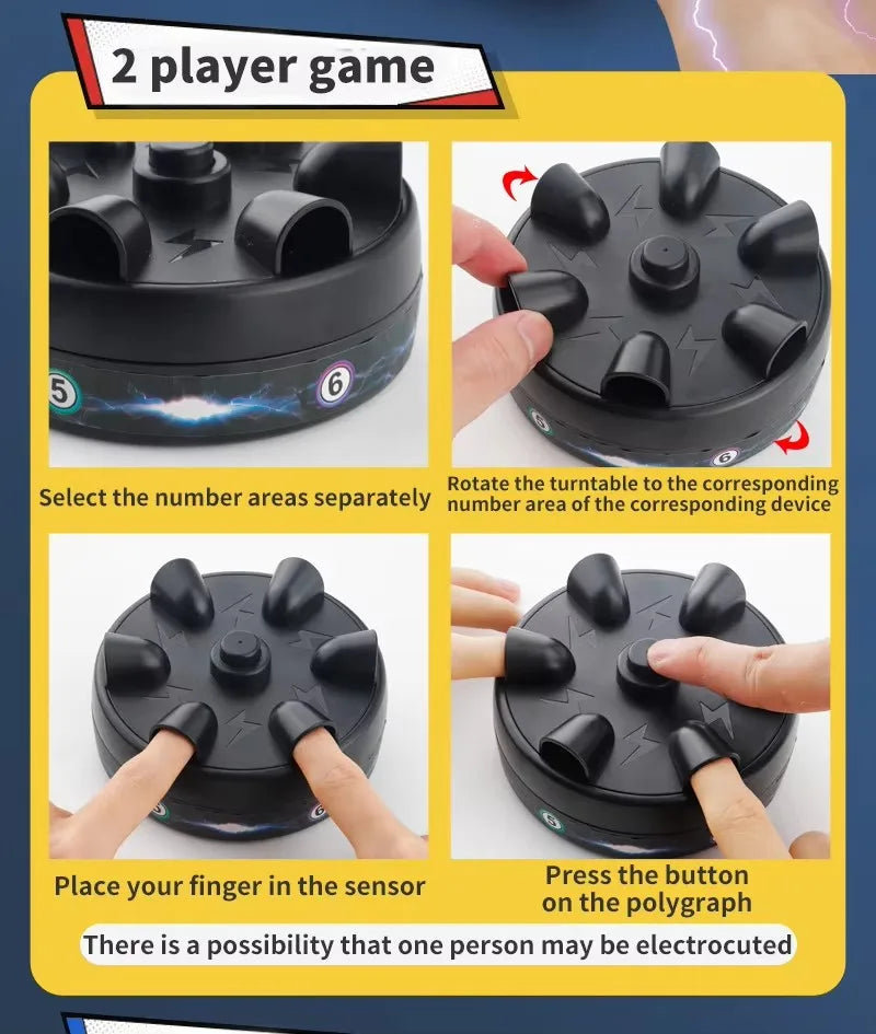 Funny Electric Shock Polygraph Tricky Lie Detector Test Lucky Shock Roulette 6 Fingers Novelty Party Board Game Toys For Adults