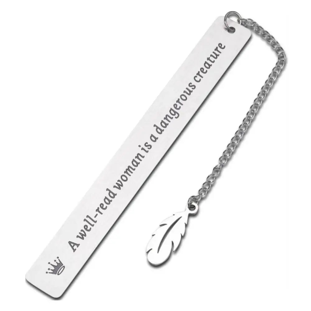 Stationery Retro Bookmark a Well-read Woman Book Label Metal Bookmark Inspirational Leaf Pendant Page Mark Reading Accessories