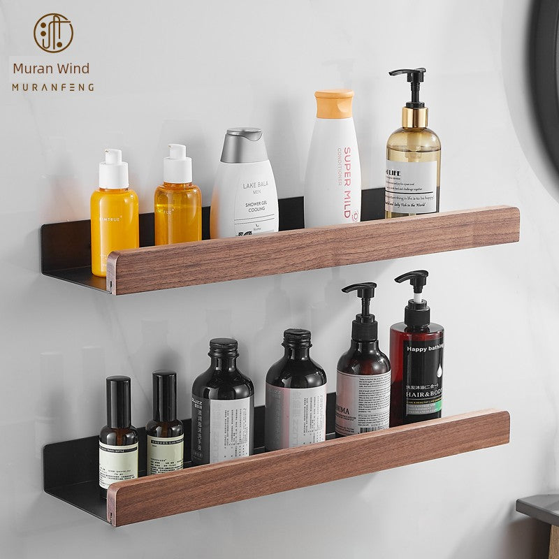 Punch-Free Kitchen Washstand Wall-Mounted Solid Wood Storage Rack