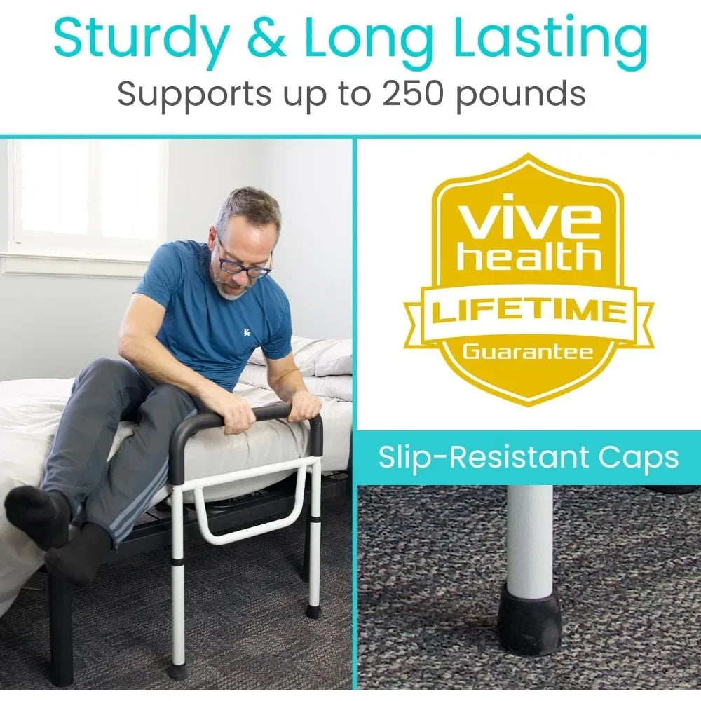 Bed Assist Rail - Adult Bedside Standing Bar for Seniors, Elderly, Handicap Adjustable Fall Prevention Safety Handle Guard