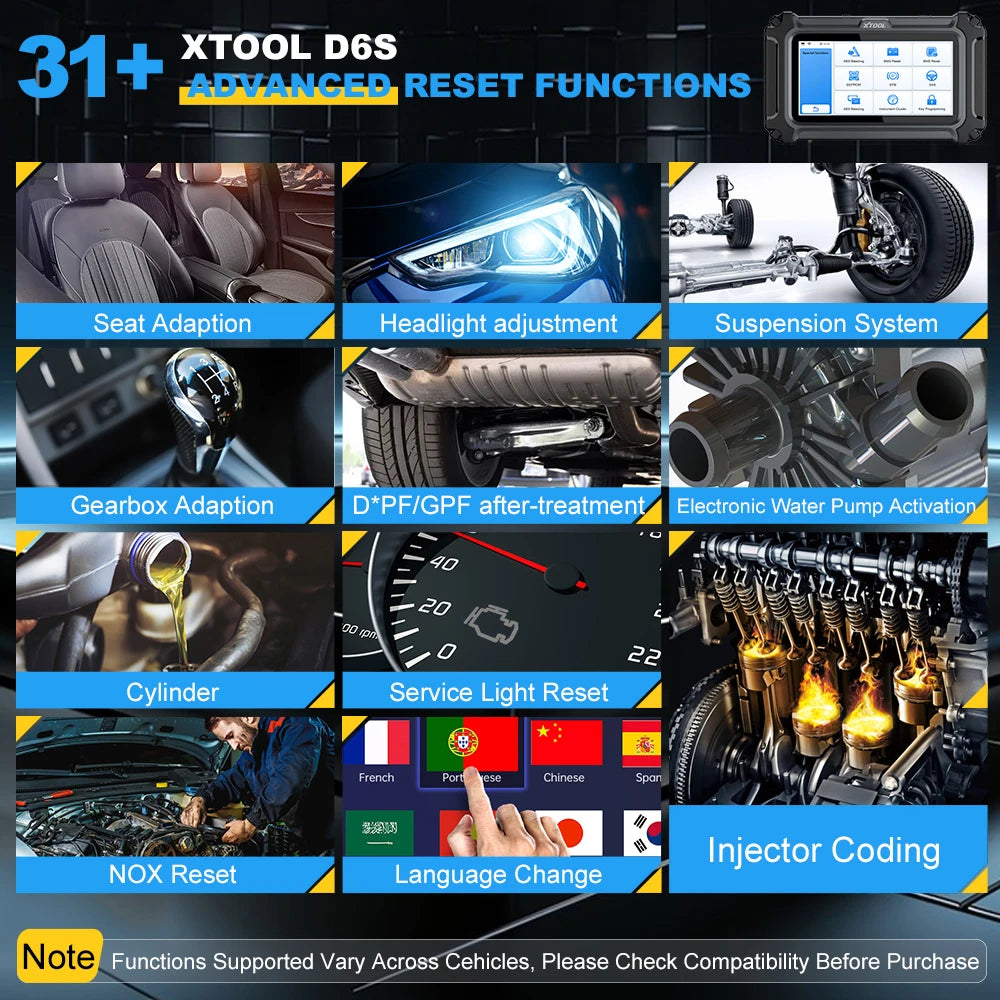 XTOOL D6 D6S Car Diagnostic Tools All System Automotive Scanner For All Car 30+ Services Lifetime Free Update Built-in CANFD FCA