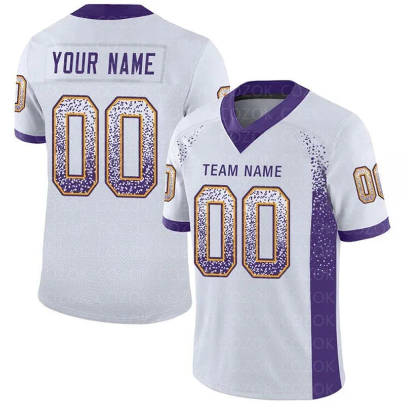 White Grey Customized Football Jersey for Men Women Football Short Sleeves Athletic Unisex Tee Shirts