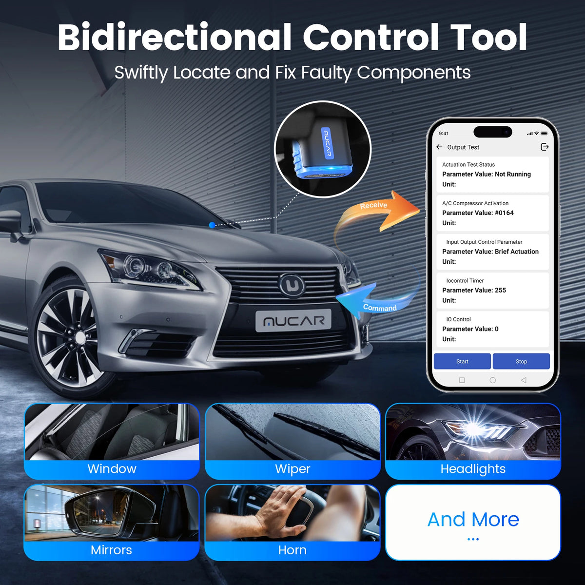MUCAR DriverScan OBD2 Scanner Bluetooth, Bi-directional scan Tool OE Level All System Diagnostic Active Test 15 Service Function