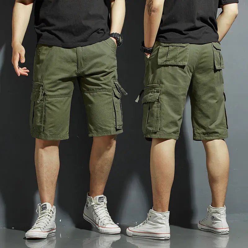 Short Pants for Men Big Size Green with Pockets Mens Cargo Shorts Over Knee Hiking Oversize Tall Harajuku Loose Vintage New In