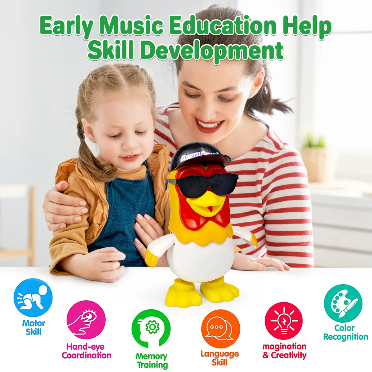 La Granja de Zenon Chicken Baby Toys Dancing Chicken Bartolito Toddlers Toys with Music Kids Interactive Early Learning Educatio