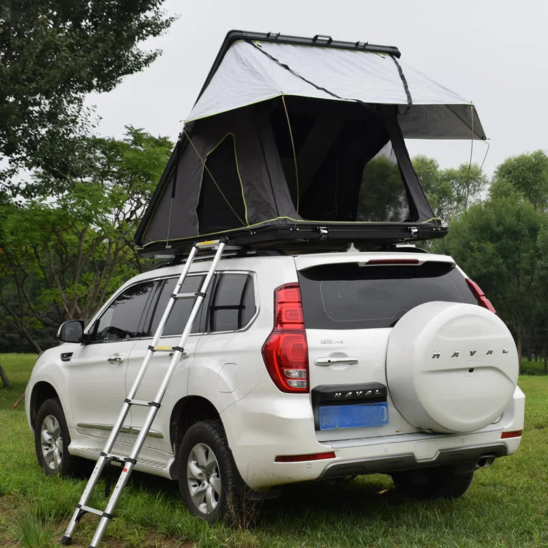 New Arrival Aluminum Triangle Hard Shell Rooftop Tent Outdoor Camping Waterproof SUV Car Roof Top Tent