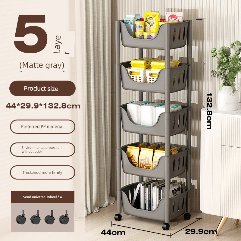 Multi-Layer Fruit and Vegetable Living Room and Bathroom Bookshelf Mobile Trolley