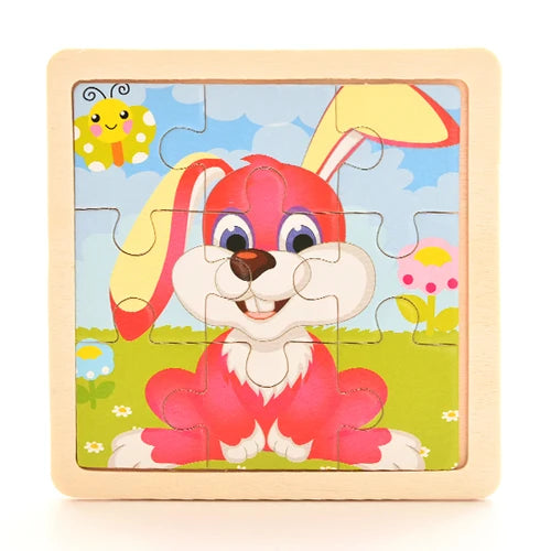 Baby Wooden Montessori Puzzle Child Game Wooden Puzzle 3D Cartoon Animal Puzzle Babies Toys Puzzles For Kids 1 2 3 Year Old