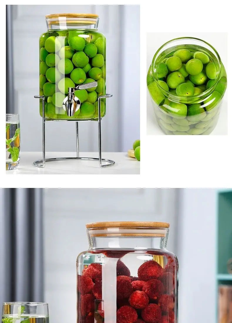 Glass Bottle with Faucet for Brewing Wine, Special Container for Brewing Cans, Sealed Liquor Jug