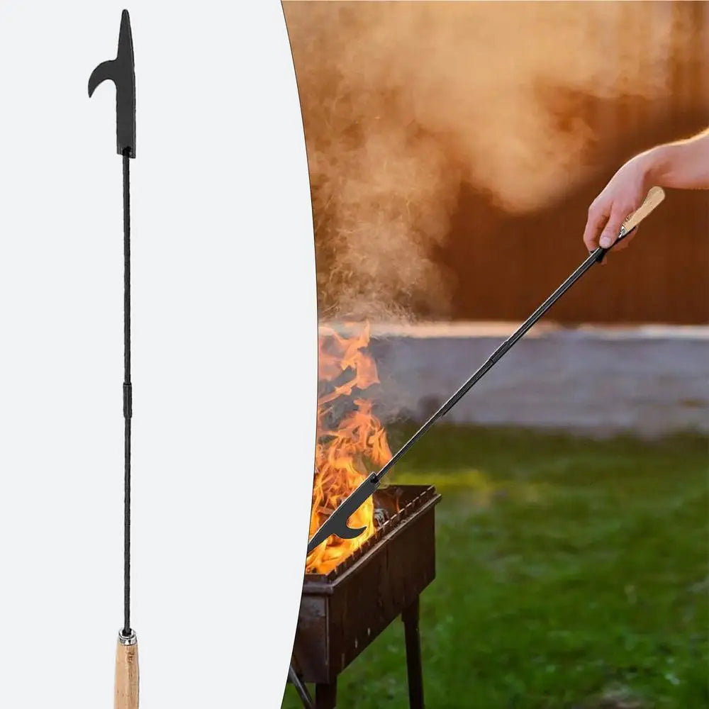 Fire Poker For Fire Pit Outdoor Camping Fire Poker 33 Inch Fireplace Poker With Wood Handle Long Campfire Poker Fire Pit Tools
