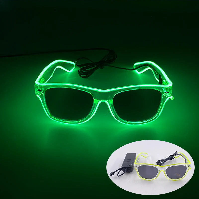 Novelty Fluorescent Luminous Glasses LED Light Up Rave Glasses Concert Supplies Neon Glowing Disco Glasses Props