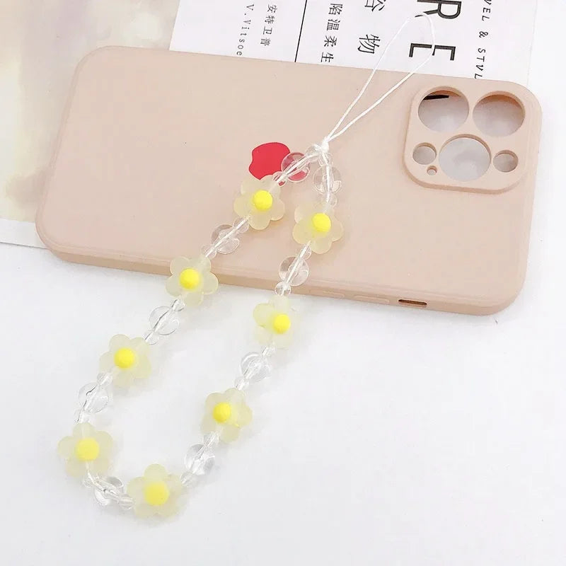 2024 Acrylic Flower Cat Head Beads Charm Phone Chain Lanyard Jewelry for Women Phone Case Strap Butterfly LOVE Letter Accessory