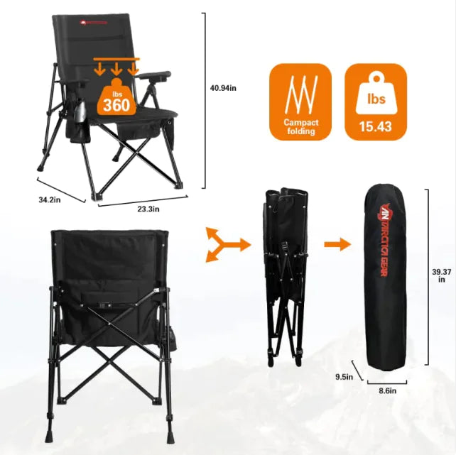 Silla de camping con calefacción Antarctica Gear con batería de 12 V y 5 bolsillos