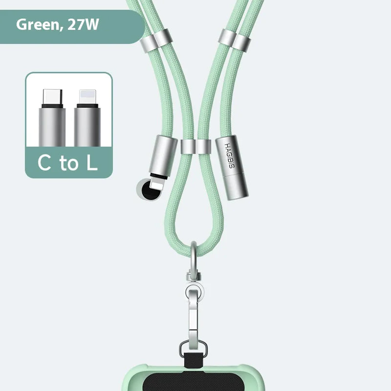 Cable de carga con cordón para teléfono 2 en 1