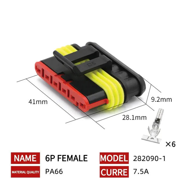 20/50/100Sets AMP Waterproof Connector 1/2/3/4/5/6 Pin 12A IP68 Electrical Automotive Wire Connector Plug Terminals Truck Car