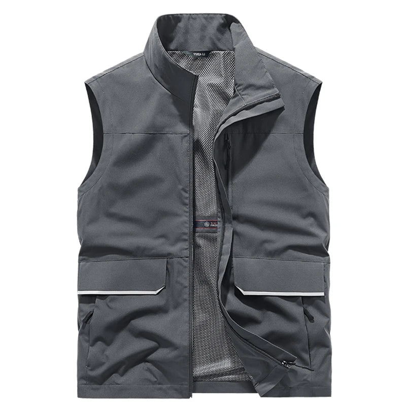 Top Quality Outdoor Professional Reflective Vests Men Summer Multi-pocket Zipper Light Casual Hiking Fishing Cycling Safety Vest