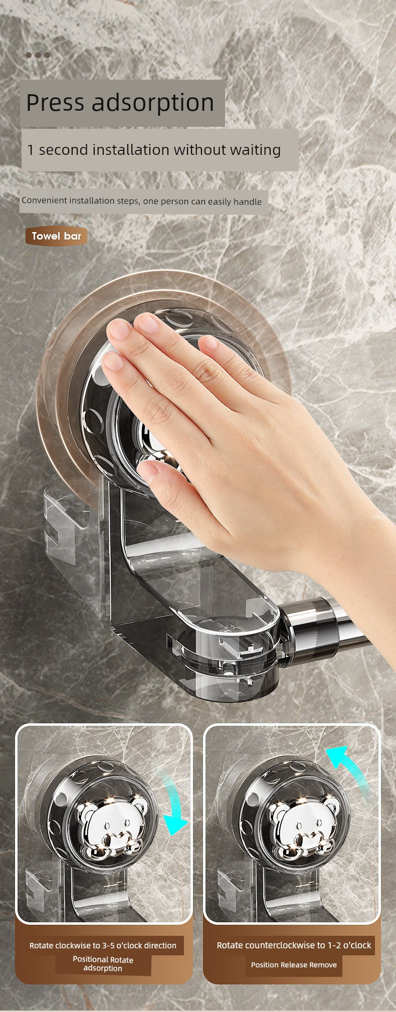 Suction Cup Towel Rack Bathroom Punch-Free Bathroom Retractable Towel Bar Storage Rack Bathroom Bath Towel Storage Rack