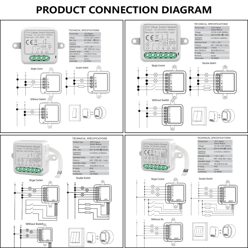 2024 New Intelligent WiFi Switches Component Intelligent Switches ABS Switchs for Home Automation Remote Control Electrical