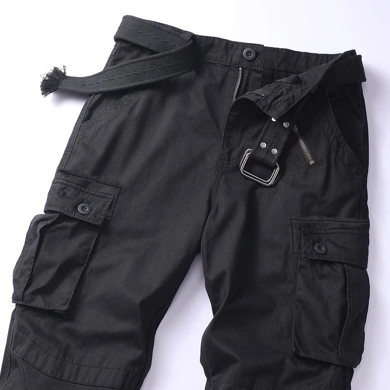 AKARMY Men's Casual Cargo Pants Workout Joggers Stretch Sweatpants Hiking Drawstring Tactical Pants with Multi Pockets(No belt)