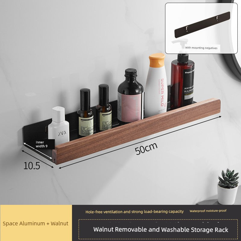 Punch-Free Kitchen Washstand Wall-Mounted Solid Wood Storage Rack
