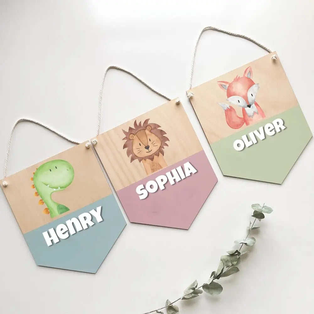 Dinosaur Cartoon Personalized Wooden Name Sign Home Decoration for Boy Girl Children's Room Wall Door Decor Original Gift Events