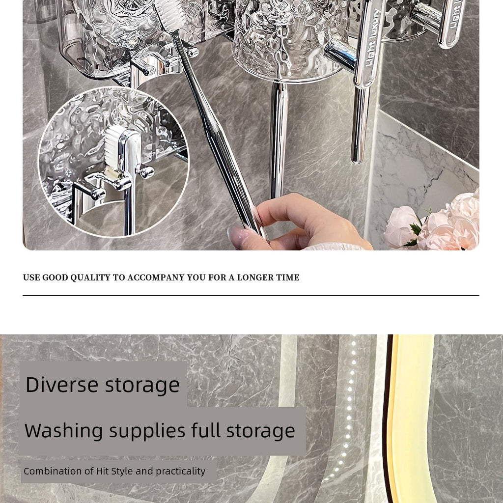 Suction Cup Toothbrush Rack Wall-Mounted No Punch Toothbrush Holder New Arrival Bathroom Tooth Cup Gargle Cup Shelf