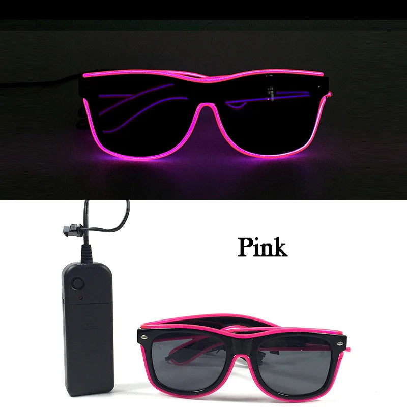 Novelty Fluorescent Luminous Glasses LED Light Up Rave Glasses Concert Supplies Neon Glowing Disco Glasses Props