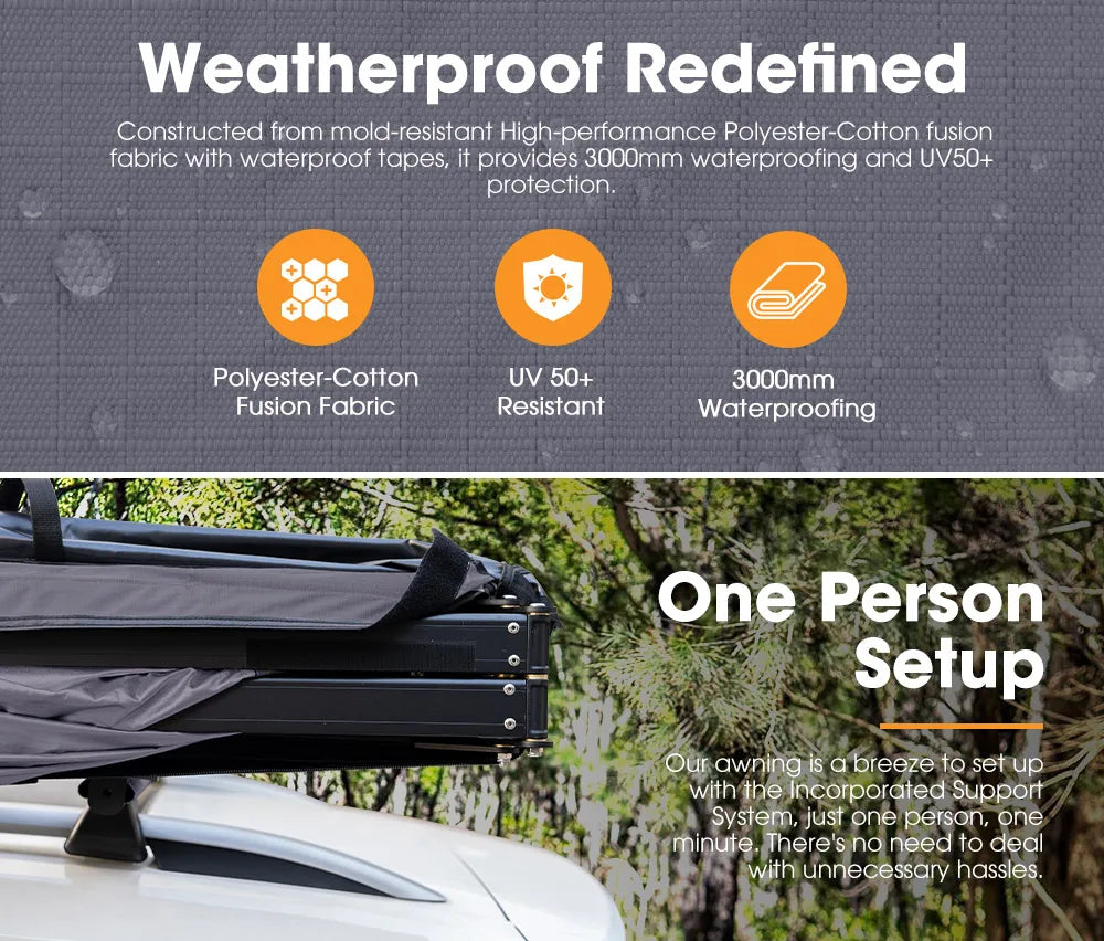 Awning 4WD 4x4 Offroad Camping Free-standing Car Side 270 Degree Awning With Side Wall
