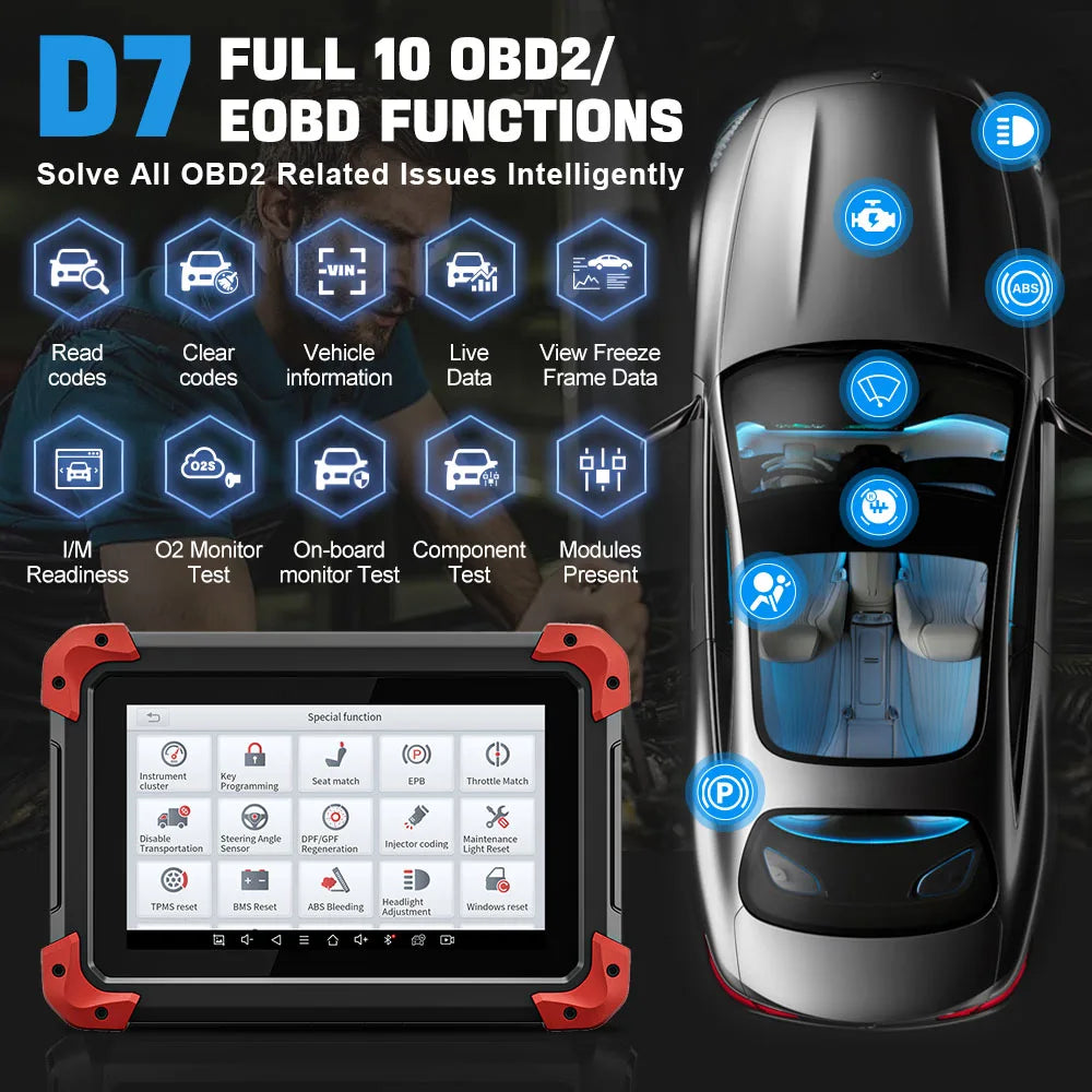 XTOOL D7 All System Car Diagnostic Tools Bidirectional Scanner ECU Coding Automotive Scanner 38+ Services Add CANFD Functions