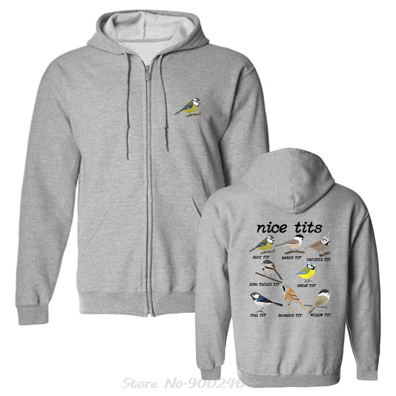 Cotton Nice Tits Funny Bird Watching, Funny Tit Birds Birdwatcher Unisex Men Novelty Hoodie High Quality Casual Oversized Hoody