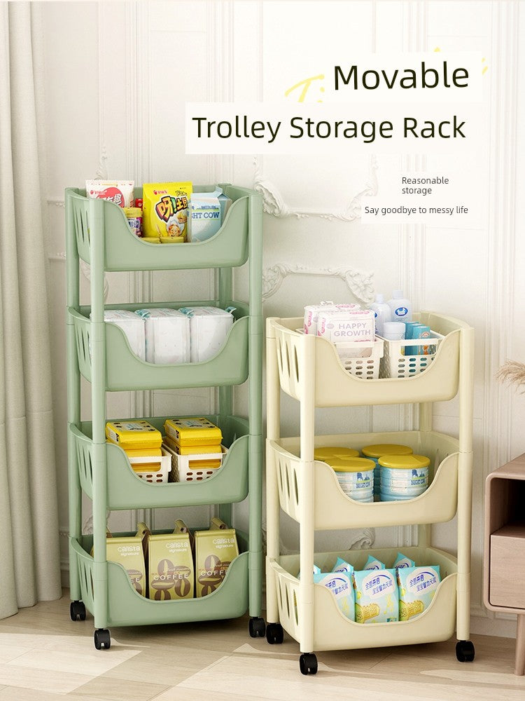 Multi-Layer Fruit and Vegetable Living Room and Bathroom Bookshelf Mobile Trolley