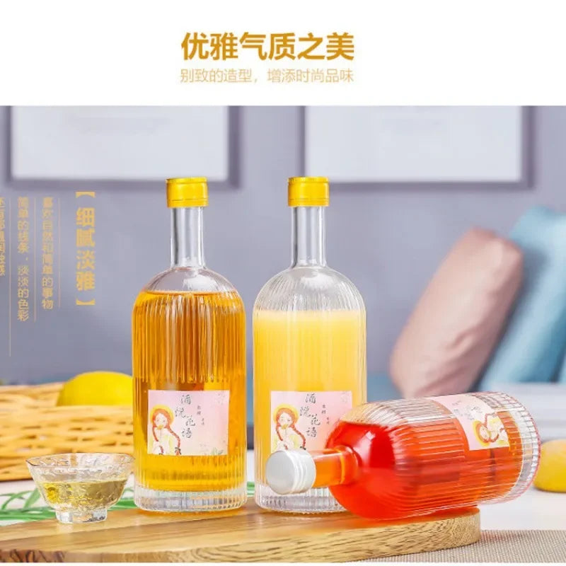 Fruit Wine Green Plum Wine Bottle Glass Bottles for Homemade Wine Fruit Juice and Beverages
