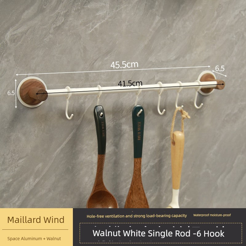 Punch-Free Kitchen Washstand Wall-Mounted Solid Wood Storage Rack