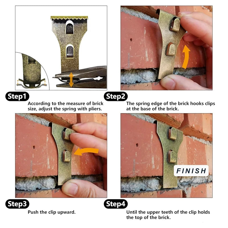 Brick Hook Clips-Bricks Hook Clip for Hanging Outdoors Wall Pictures, Brick Hangers Fastener Hook Brick Clamps 8PCS