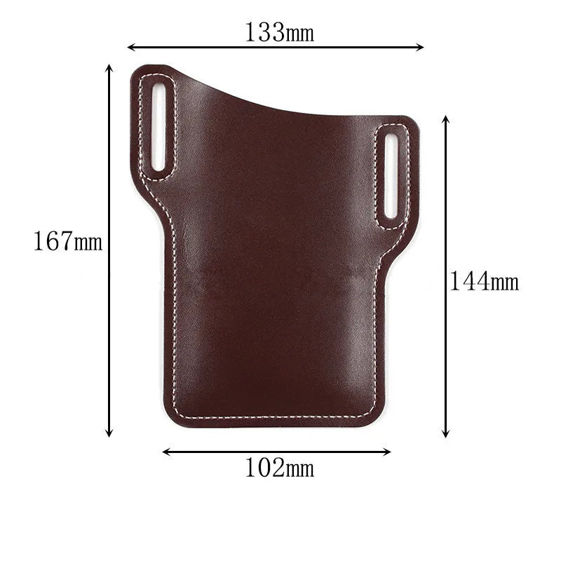 Men Cellphone Loop Holster Case Belt Waist Bag Props Leather Purse Phone Wallet Outdoor Tools for Camping Hiking