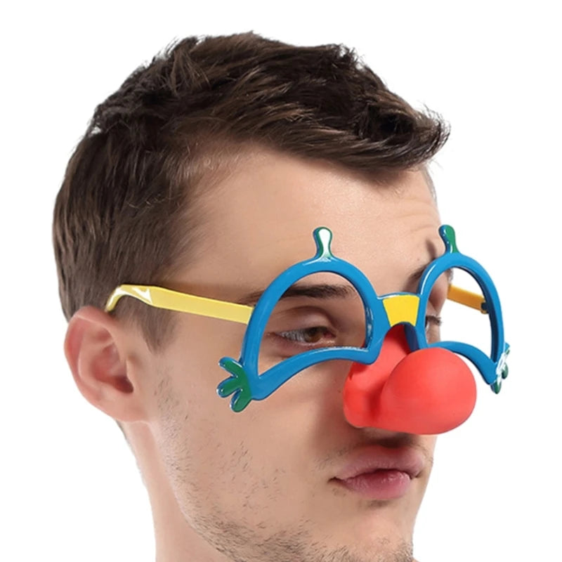 Funny Disguise Glasses Novelty Clown Eyewear with Soft Nose for Halloween Cosplay Photo Props for Adult Kid