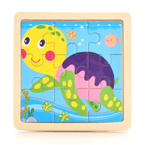 Baby Wooden Montessori Puzzle Child Game Wooden Puzzle 3D Cartoon Animal Puzzle Babies Toys Puzzles For Kids 1 2 3 Year Old