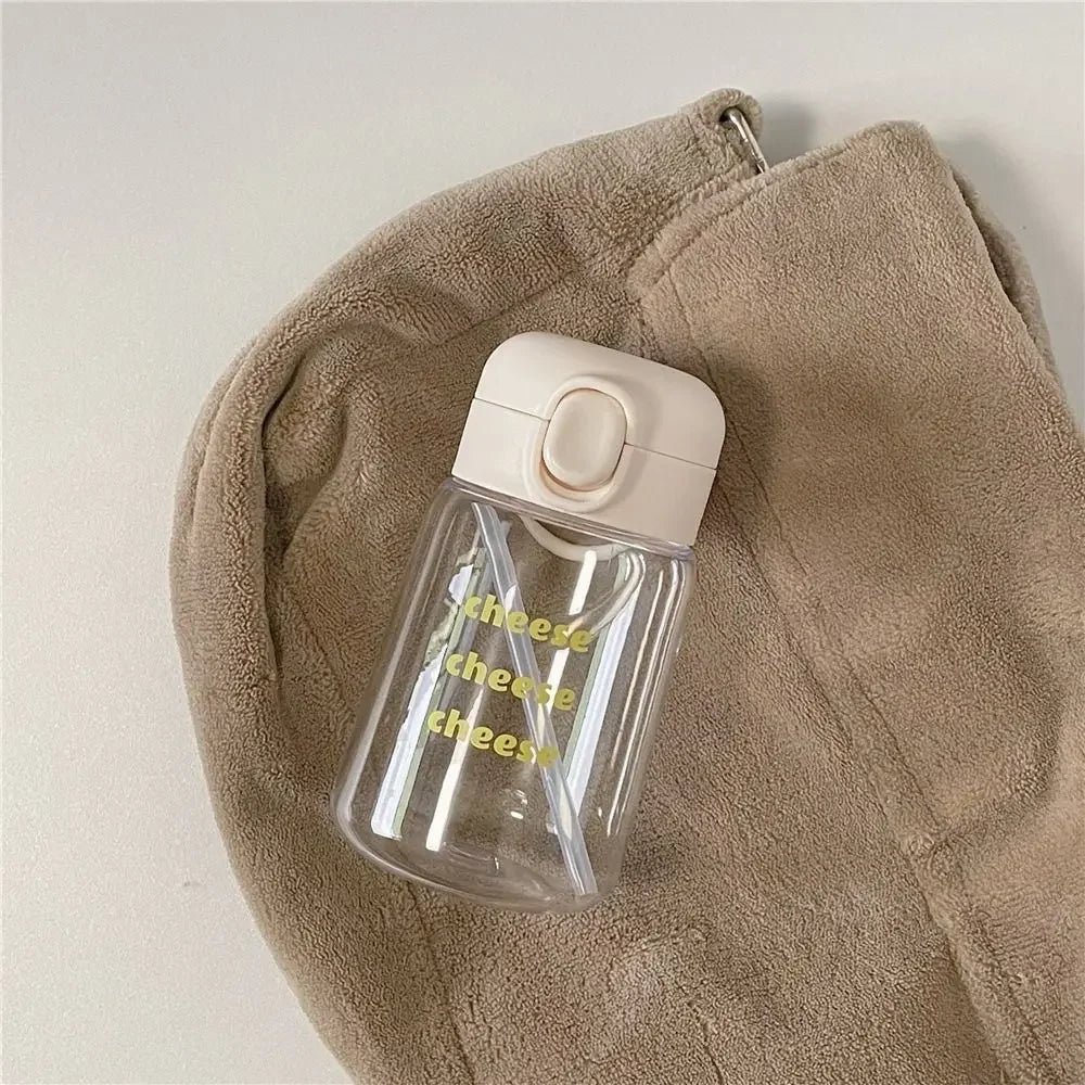 350ML Cute Water Bottles Creative Transparent Straws and Lids Kids Sippy Cup Cartoon Spill Proof Beverage Cups Toddlers Feeding