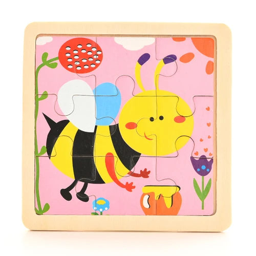 Baby Wooden Montessori Puzzle Child Game Wooden Puzzle 3D Cartoon Animal Puzzle Babies Toys Puzzles For Kids 1 2 3 Year Old