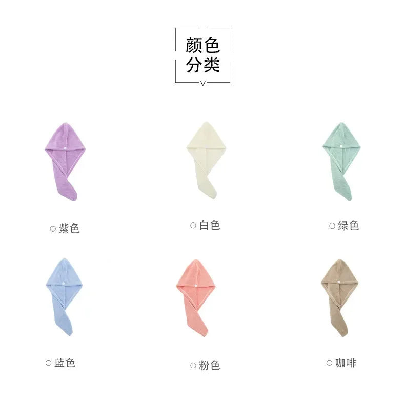 Purchase Products Microfiber Hair Towel Hair Cap with Button Feminine Bathroom Accessories Quick-drying Bathrobe Home Textile