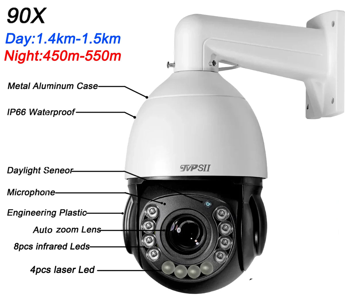 Auto Tracking CamHi H.265+ 8MP 4K IMX415 Laser Infrared 256G 90X Optical Zoom Audio 360° Rotate Alarm WIFI POE PTZ IP Camera