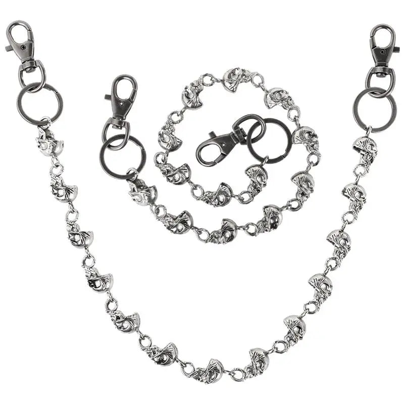 2Pcs Skull Pants Chains Clothes Skull Chains For Men Biker Chain Punk Heavy Skull Goth Wallet Chains Punk Skull Pants Chains