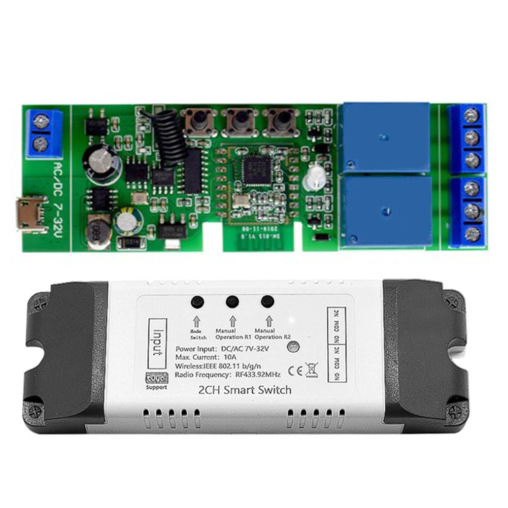 WiFi/Zigbee Relay Module Remote Control AC/DC 7-32V Phone APP Remote Control RF 433Mhz DIY Smart Home Automation for Door Access