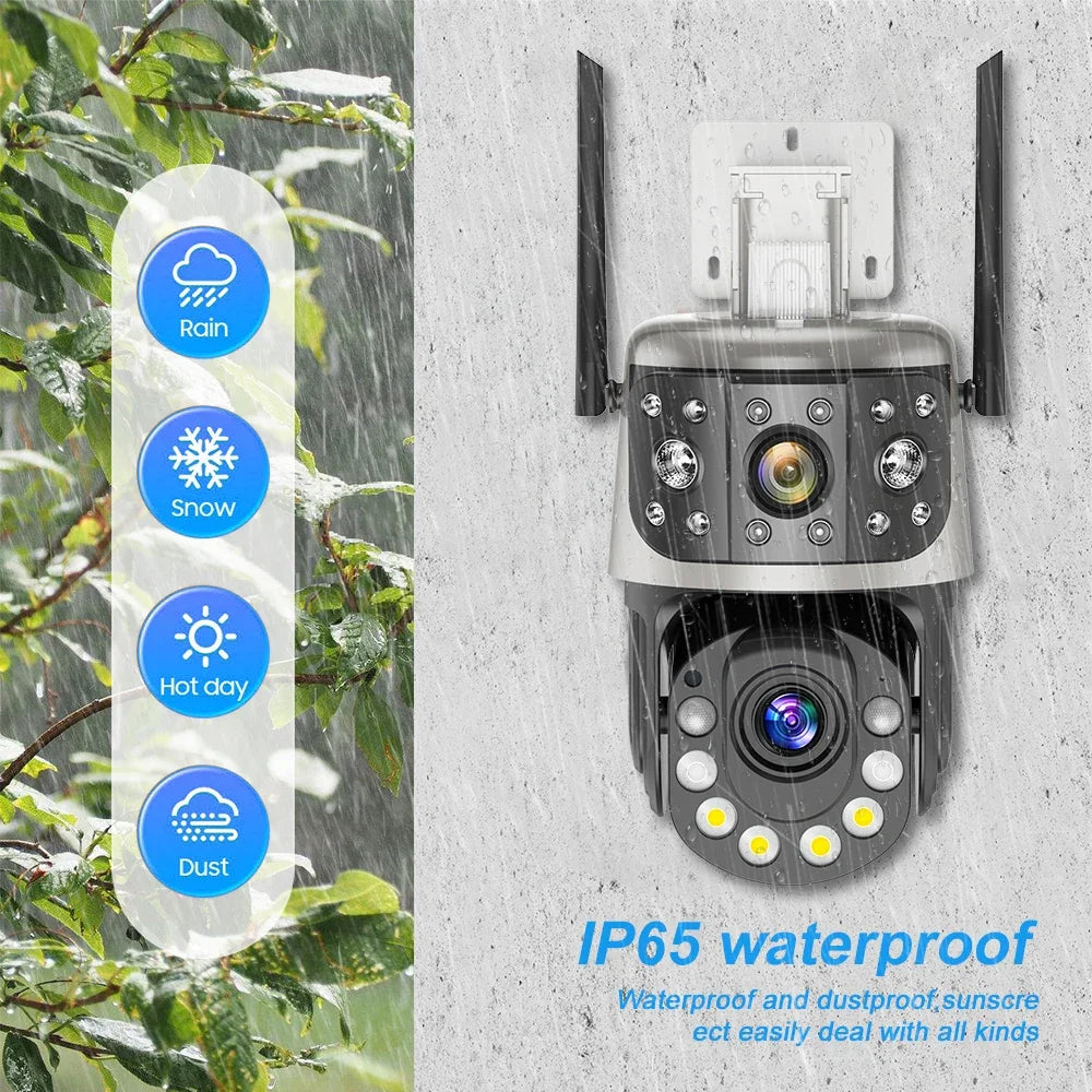 8MP Outdoor Wifi 50X Optical Zoom PTZ Camera Dual Screen Auto Tracking IP Video Surveillance Camera CCTV Two Way Audio ICSEE
